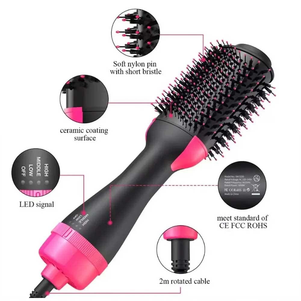 3-in-1 Hot Air Hair Dryer Brush detail view for online shoppers in Pakistan