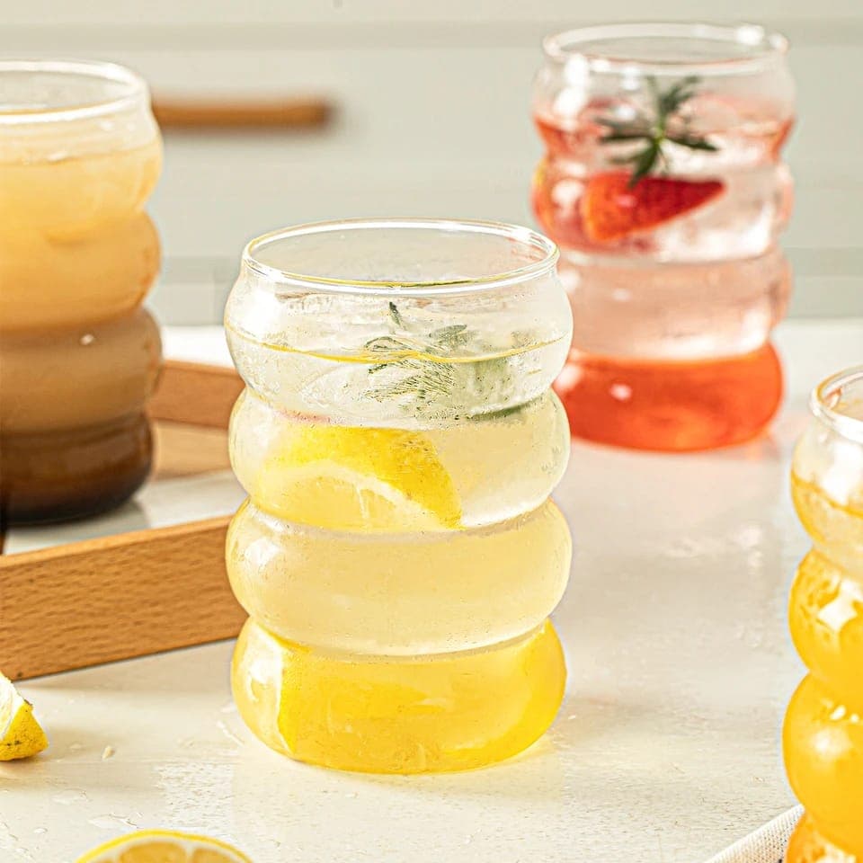 Ribbed Round Glass Sipper detail view for online shoppers in Pakistan