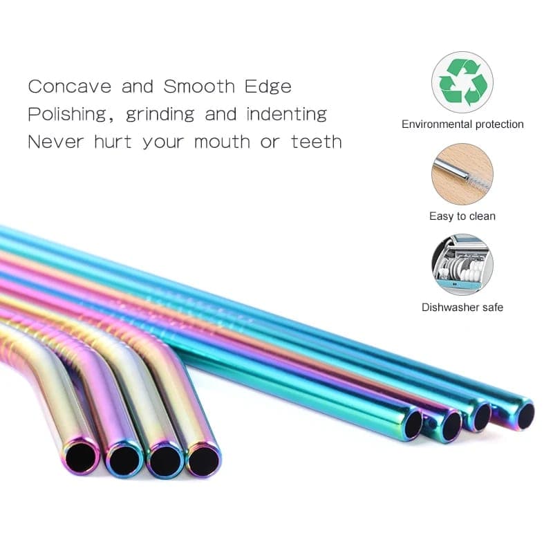 Rainbow Stainless Steel Straws detail view for online shoppers in Pakistan
