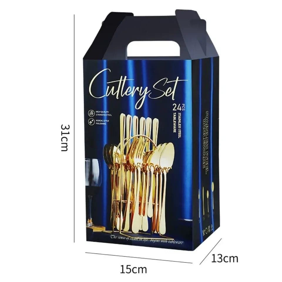 24-Piece Cutlery Set with Holder product photo — SimpleCartStore
