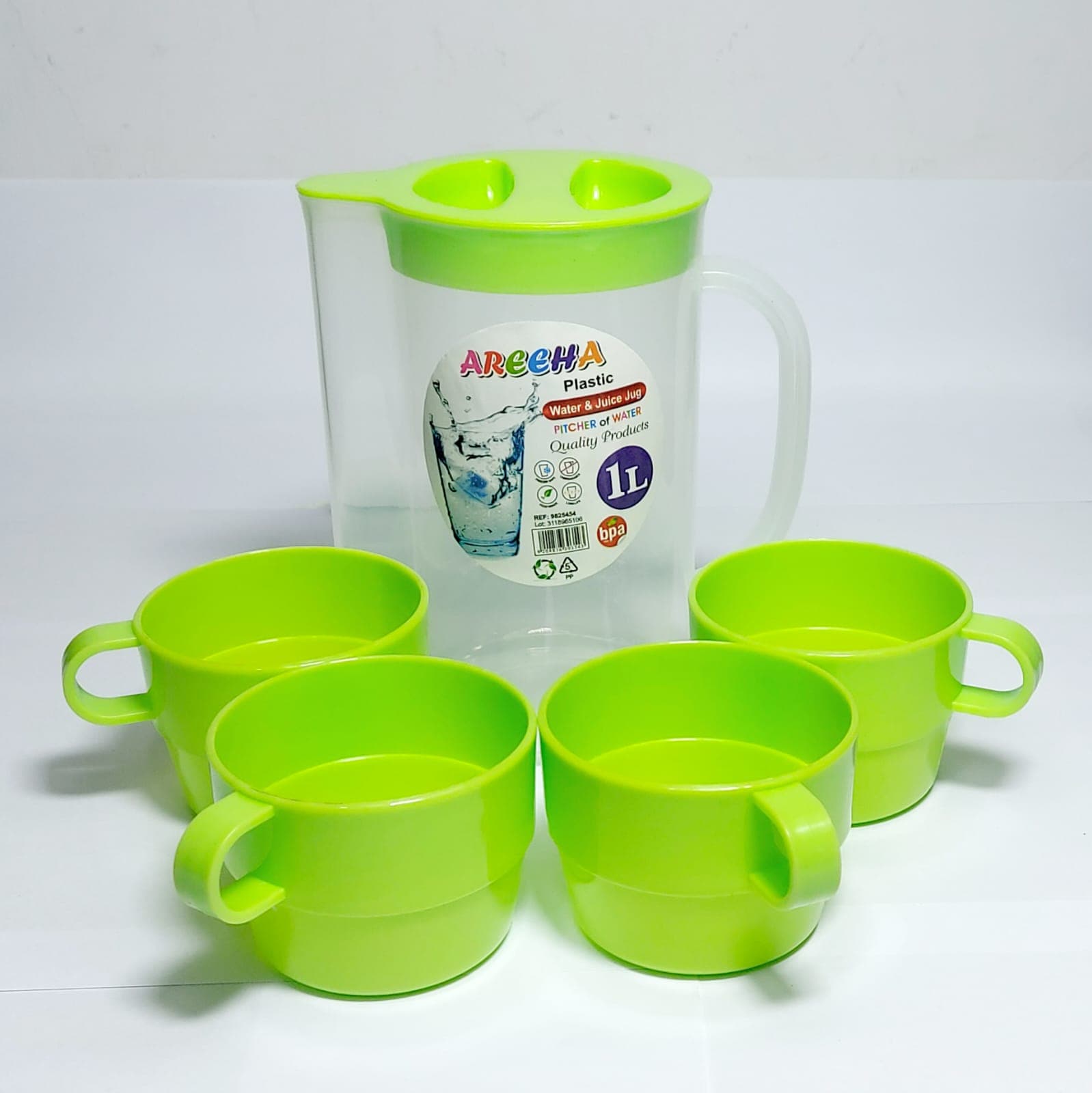 1L Plastic Jug with 4 Cups detail view for online shoppers in Pakistan