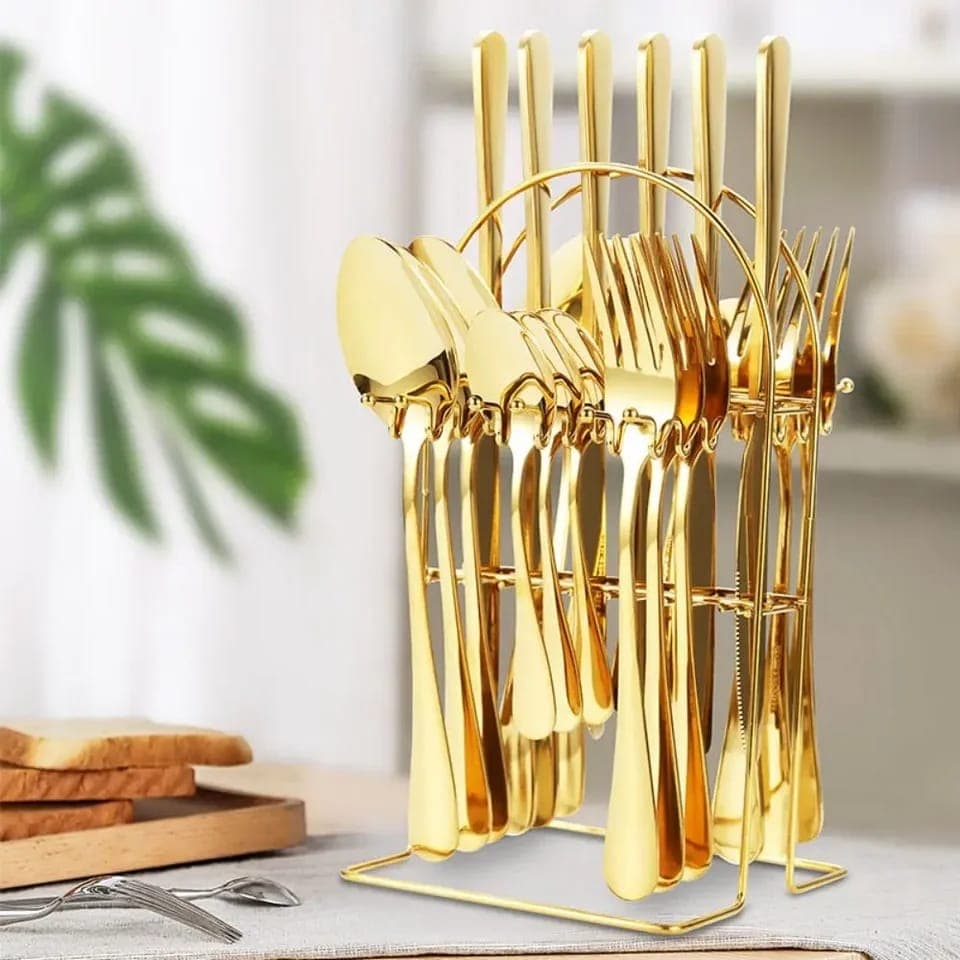 24-Piece Cutlery Set with Holder — order online with COD in Pakistan