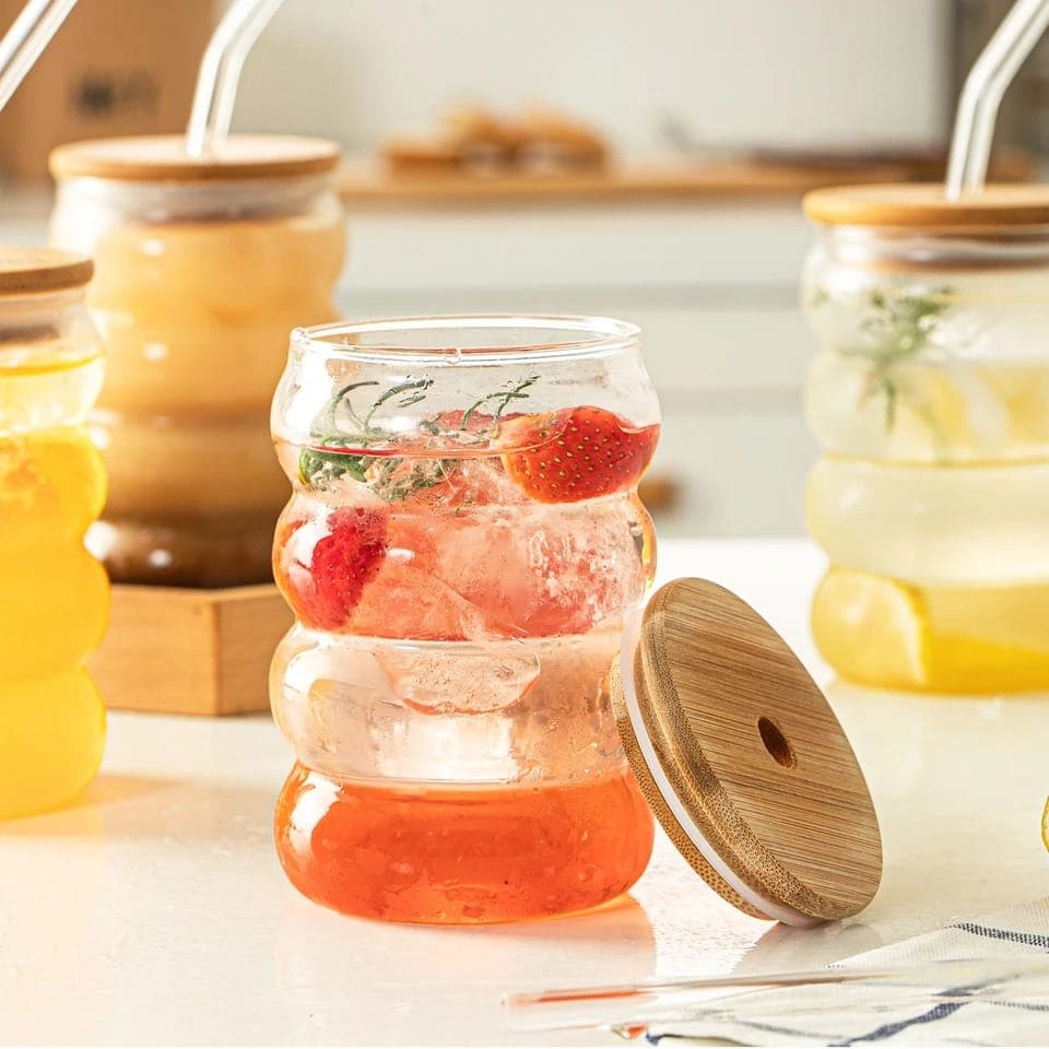Ribbed Round Glass Sipper product photo — SimpleCartStore