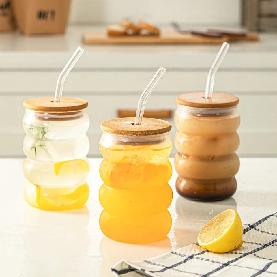 Ribbed Round Glass Sipper — order online with COD in Pakistan