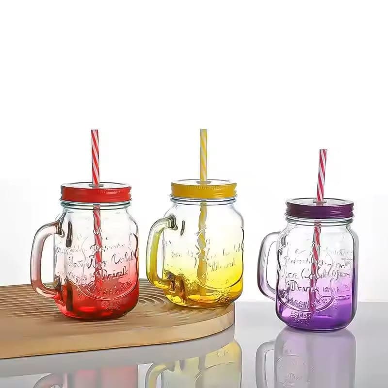 Colorful Mason Glass Mug detail view for online shoppers in Pakistan