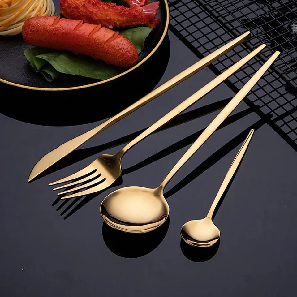 24-Piece Golden Cutlery Set — order online with COD in Pakistan