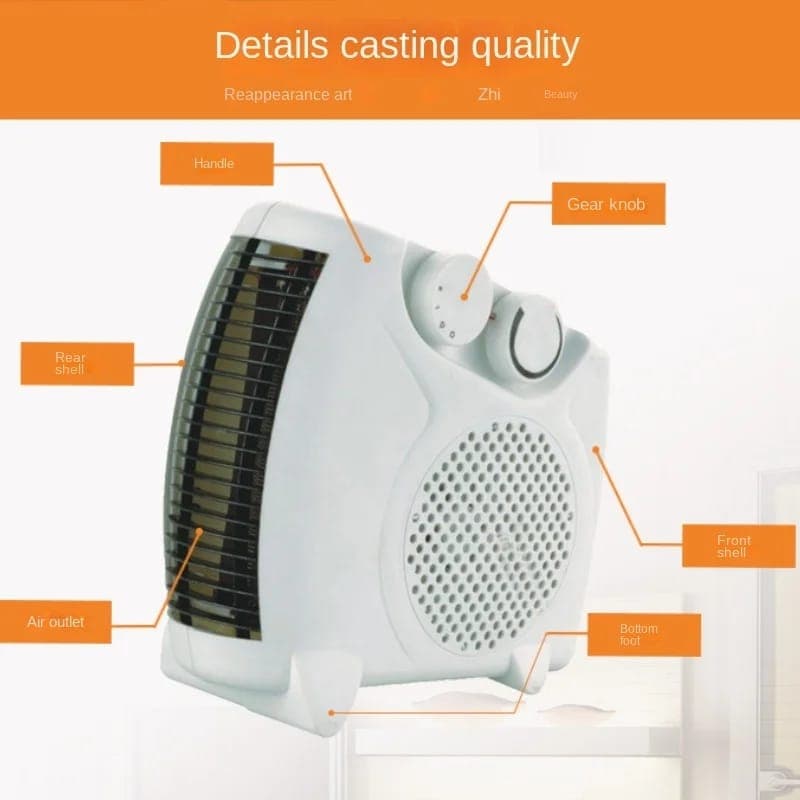 Room Heater Fan Electric Heater Dual Thermal Control detail view for online shoppers in Pakistan