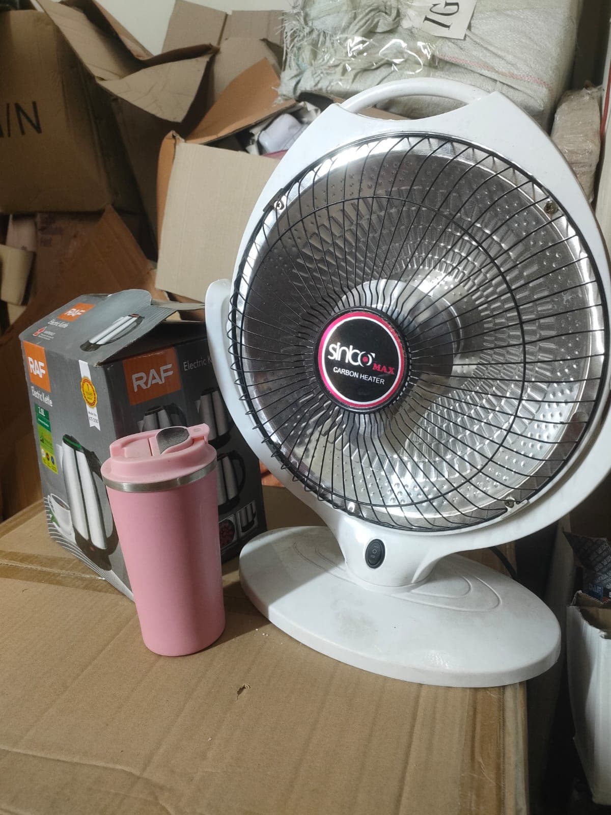 Carbon heater and drinkware from SimpleCart Store home essentials range