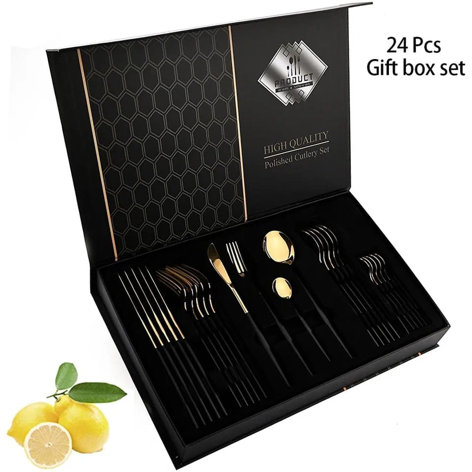 24-Piece Golden Cutlery Set — buy online in Pakistan at SimpleCartStore