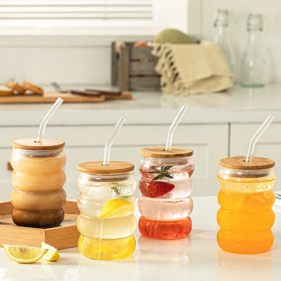 Ribbed Round Glass Sipper — buy online in Pakistan at SimpleCartStore