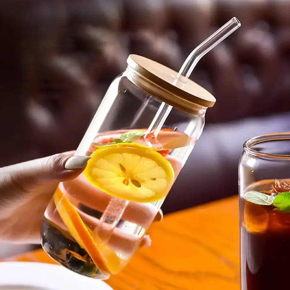 Round Glass Cup with Wooden Lid — buy online in Pakistan at SimpleCartStore